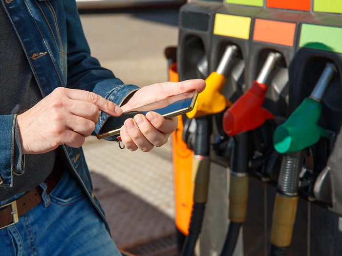 Using phone at gas pumps
