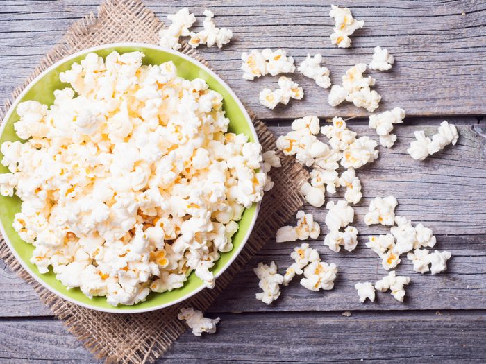 What to Eat Before Bed - a bowl of popcorn