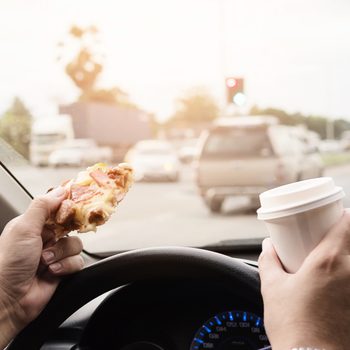 Eating pizza while driving