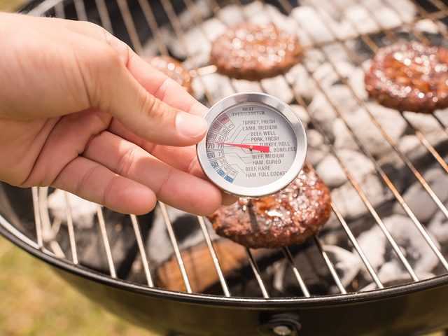 How to prevent food poisoning - meat thermometer in burger