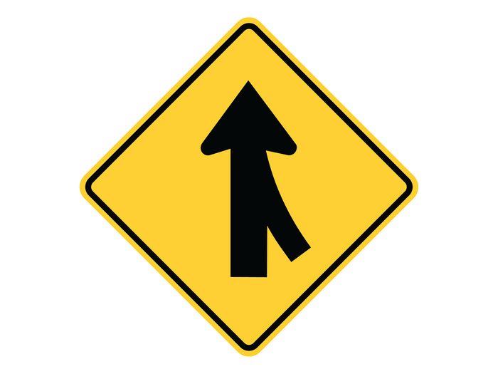 Merge Ahead Road Sign