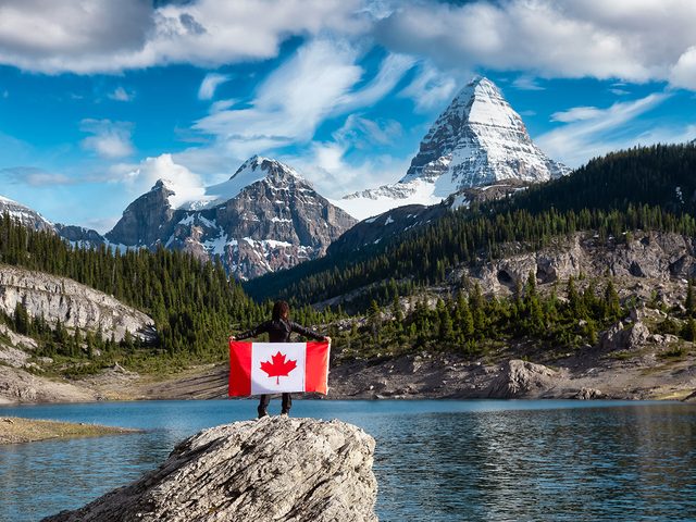 Facts about Canada - Canadian flag in Rockies