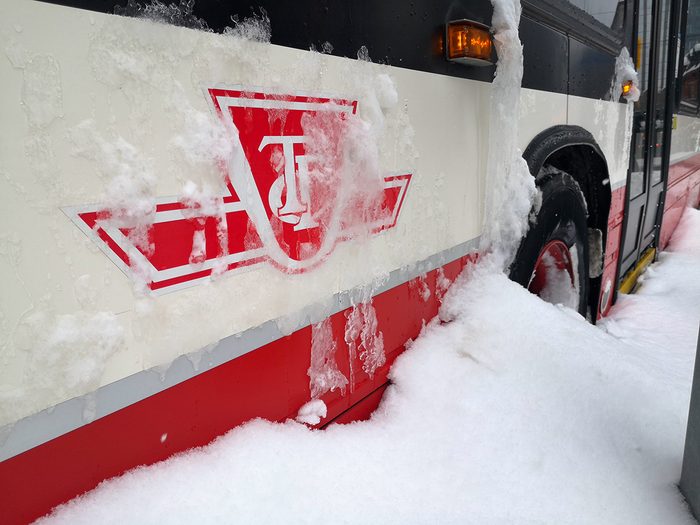 Winter snowstorm in Toronto - TTC bus