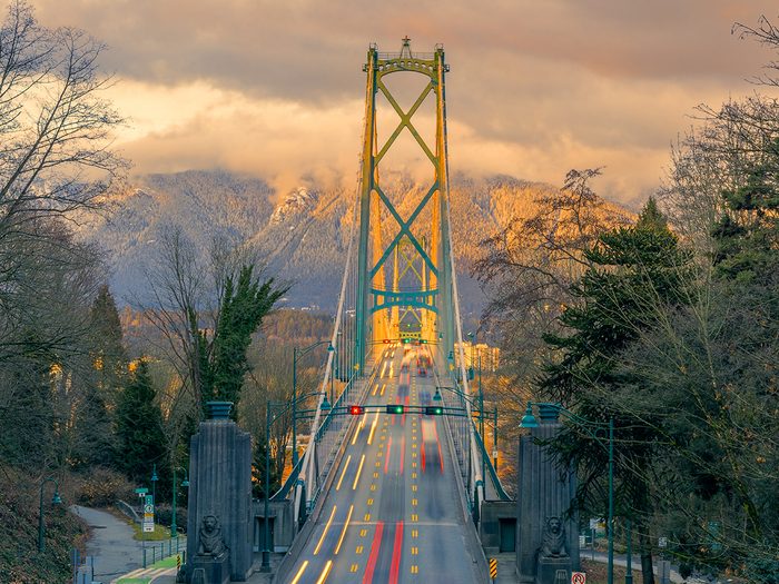Day trips from Vancouver - Lion's Gate Bridge at sunset