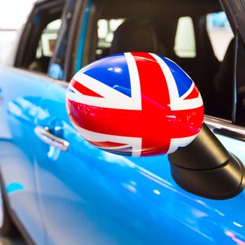 Driving in England - Union flag car mirror