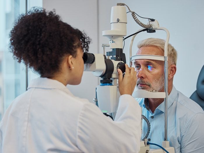 Mature man getting eyes tested