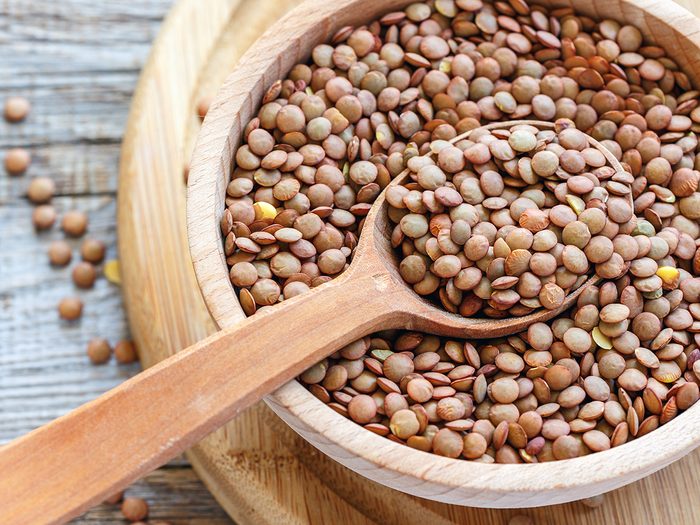 High fibre foods - dry lentils