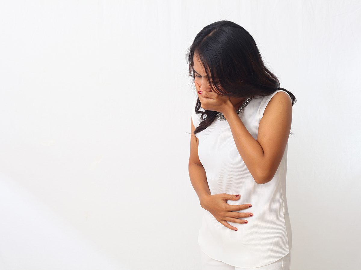 Pregnant woman nauseous with morning sickness