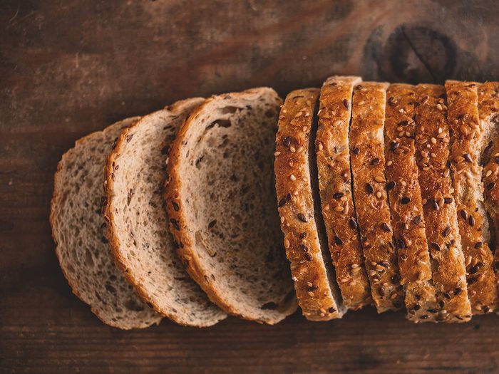 Whole grain bread loaf sliced