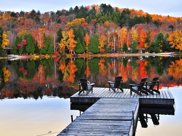 Best places to see fall colours in Canada - Muskoka dock