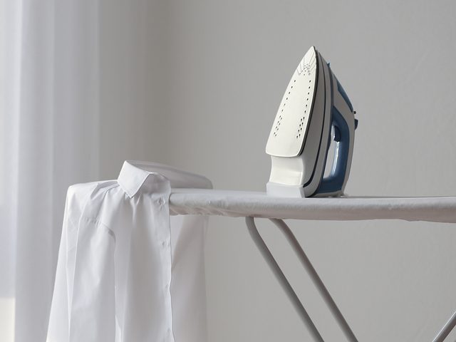 Iron on ironing board