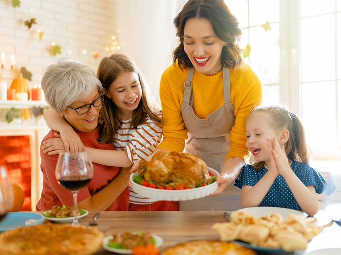 Thanksgiving around the world - family turkey dinner