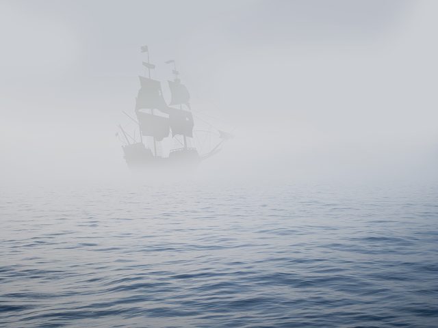 Ghost ship in fog