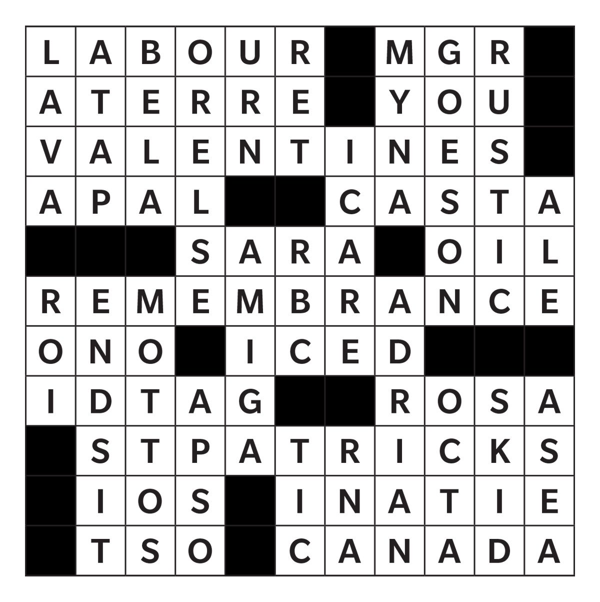 Printable Crossword Puzzles answer November 2022