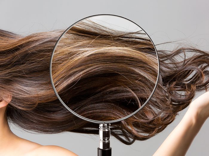Hair colour under magnifying glass