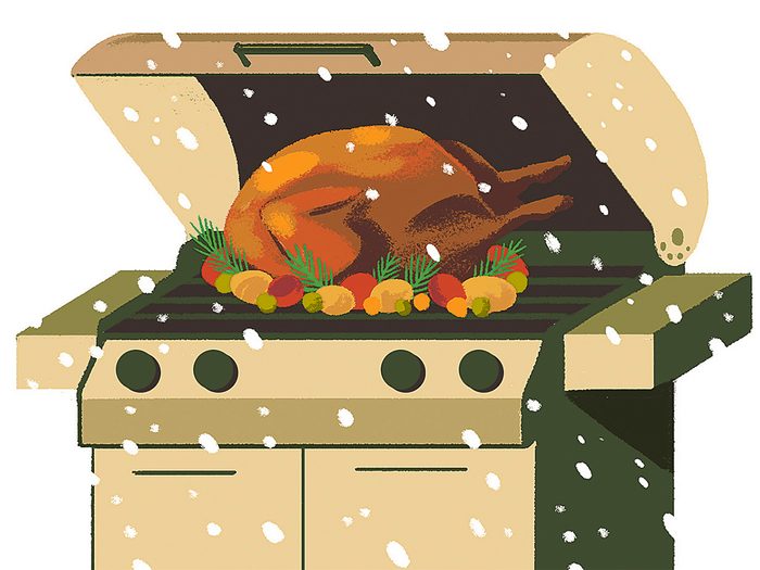 Worst Christmas Dinner - Turkey on BBQ illustration