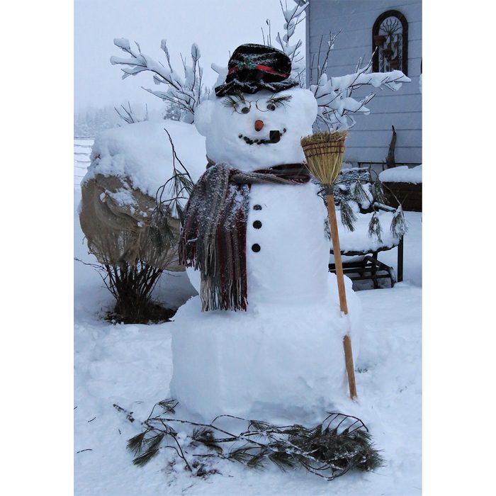 Classic Snowman With Broom