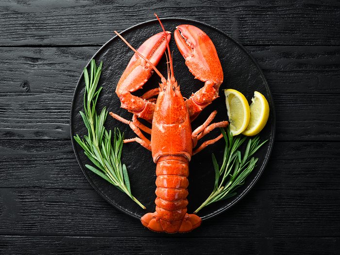 Whole lobster on plate