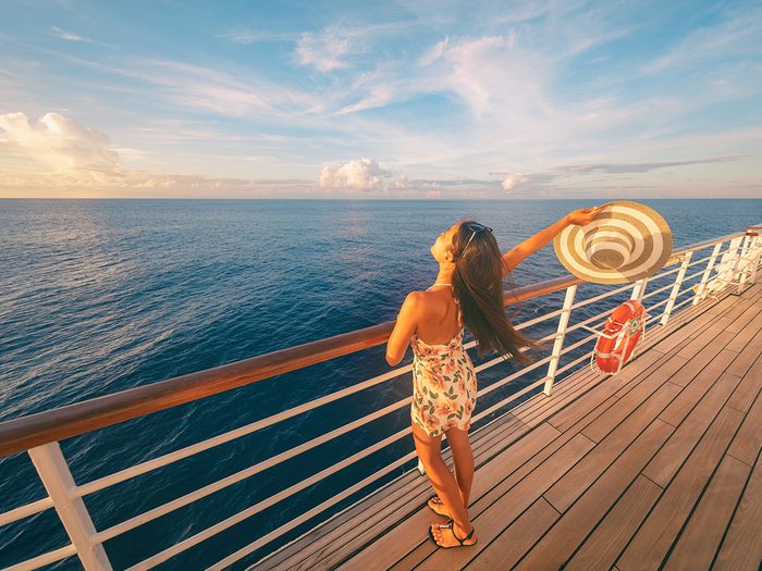 Woman on cruise ship deck