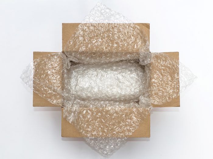 Bubble wrap in cardboard box