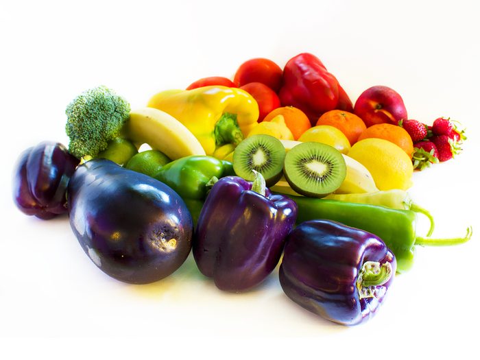 Rainbow of fruits and veggies