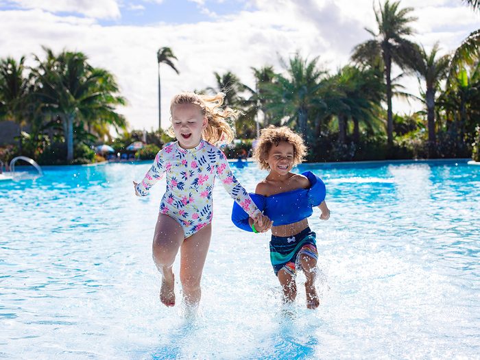 Kids at resort pool