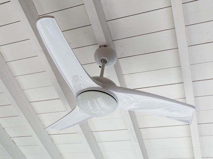 White ceiling fan in home interior
