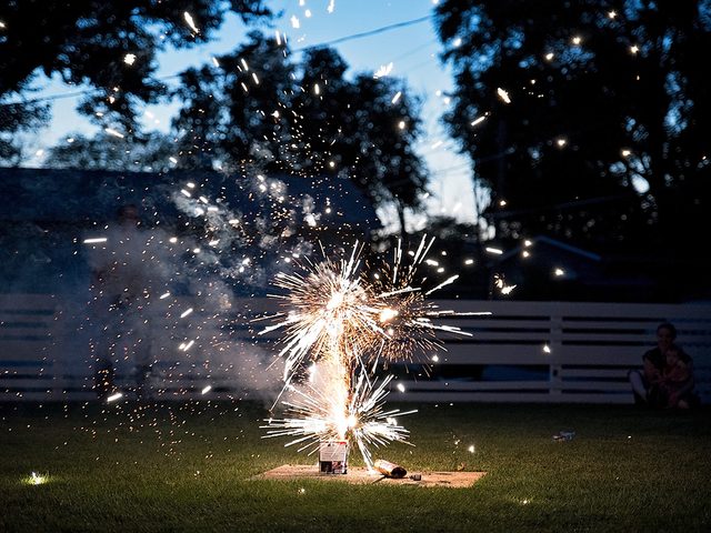 Fireworks in backyard