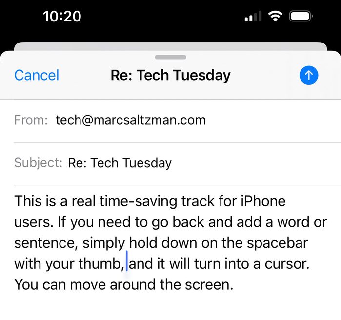 iPhone Spacebar Cursor trick