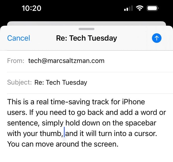 iPhone Spacebar Cursor trick