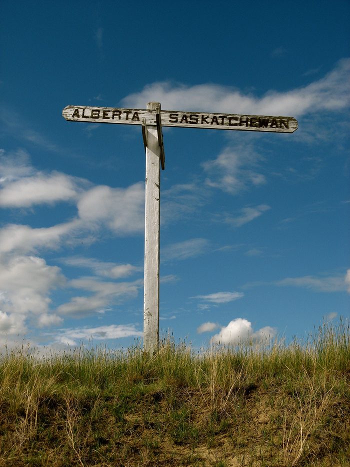 Alberta Saskatchewan Road Sign