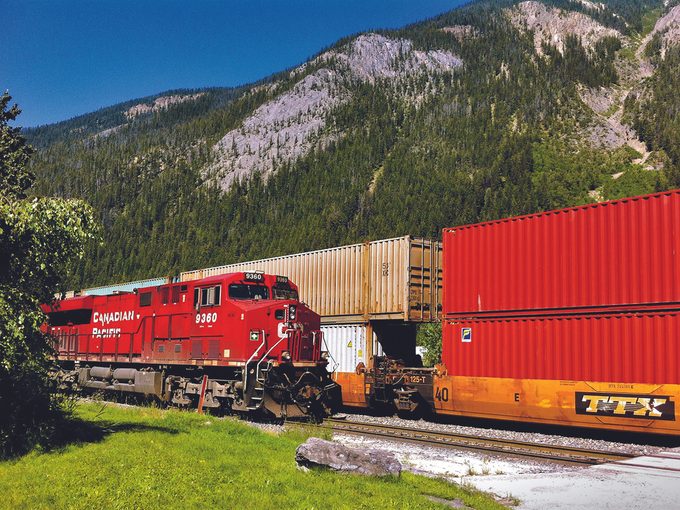 Freight Trains in Field, B.C.