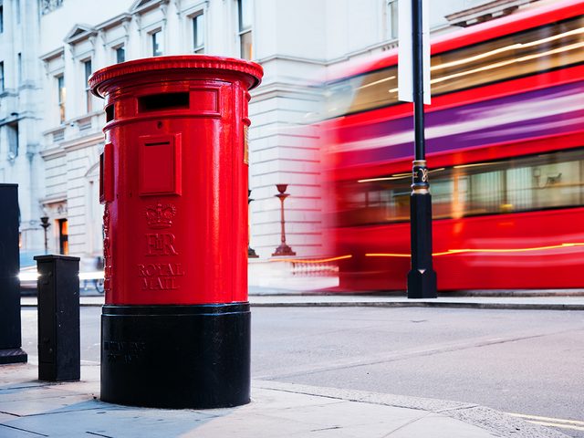 Red British post box