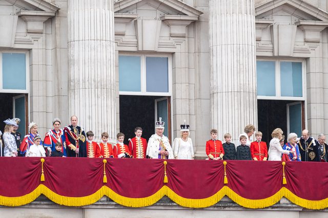Royal family on the Buckingham Palace balcony after the Coronation