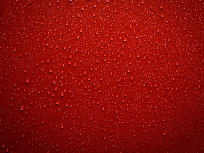 Weather Facts - droplets on red background