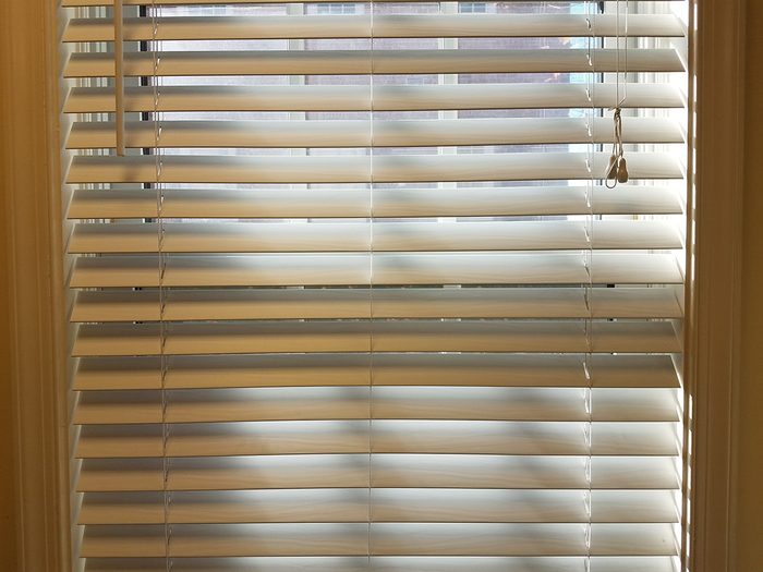 Window covered by mini blinds
