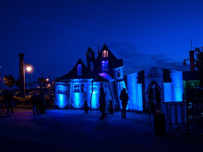 Bluenose Ghosts Festival - house cloaked in blue light
