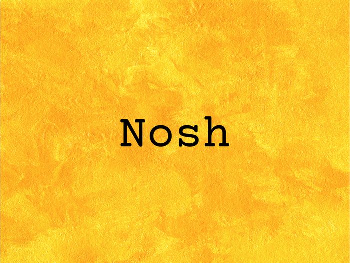 Nosh on yellow background