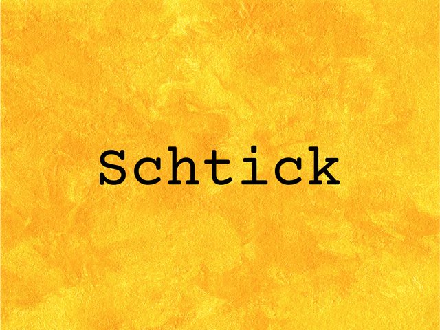 Schtick on yellow background