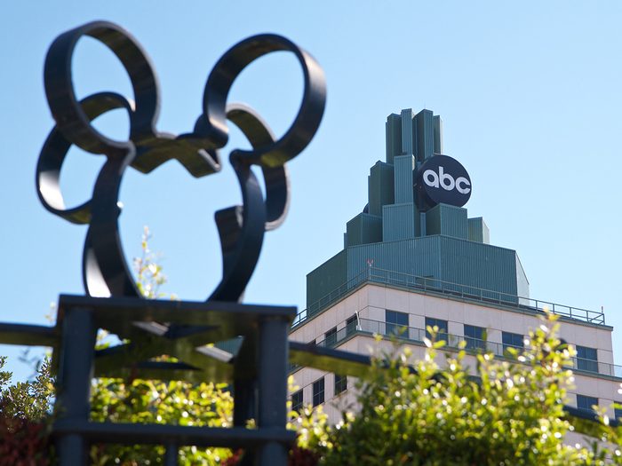 Disney Facts - Mickey ears in foreground of ABC building 